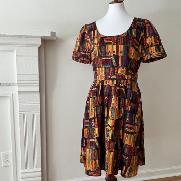ModCloth Large Dress Cotton Retro 50s Swing Library Book Lover Gift RARE Pinup - Picture 10 of 16